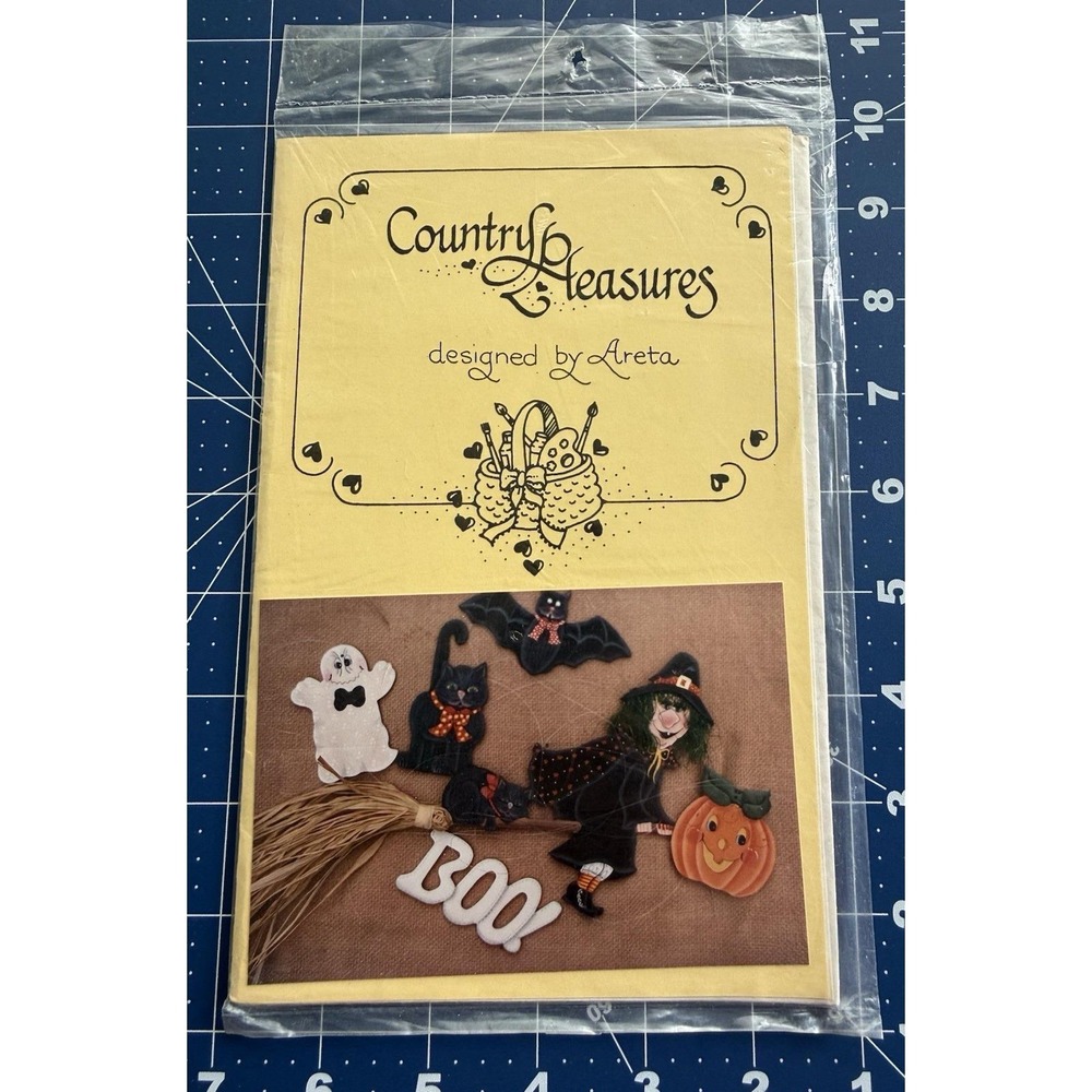 Tole Painting Pattern Packet: Country Treasures By Areta Pumpkin Ghost Cat Witch